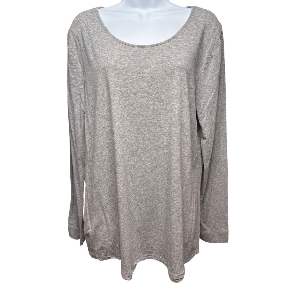 EDDIE BAUER Womens Gray Long Sleeve Tee XL Scoop Neck Stretch Gorpcore Layering